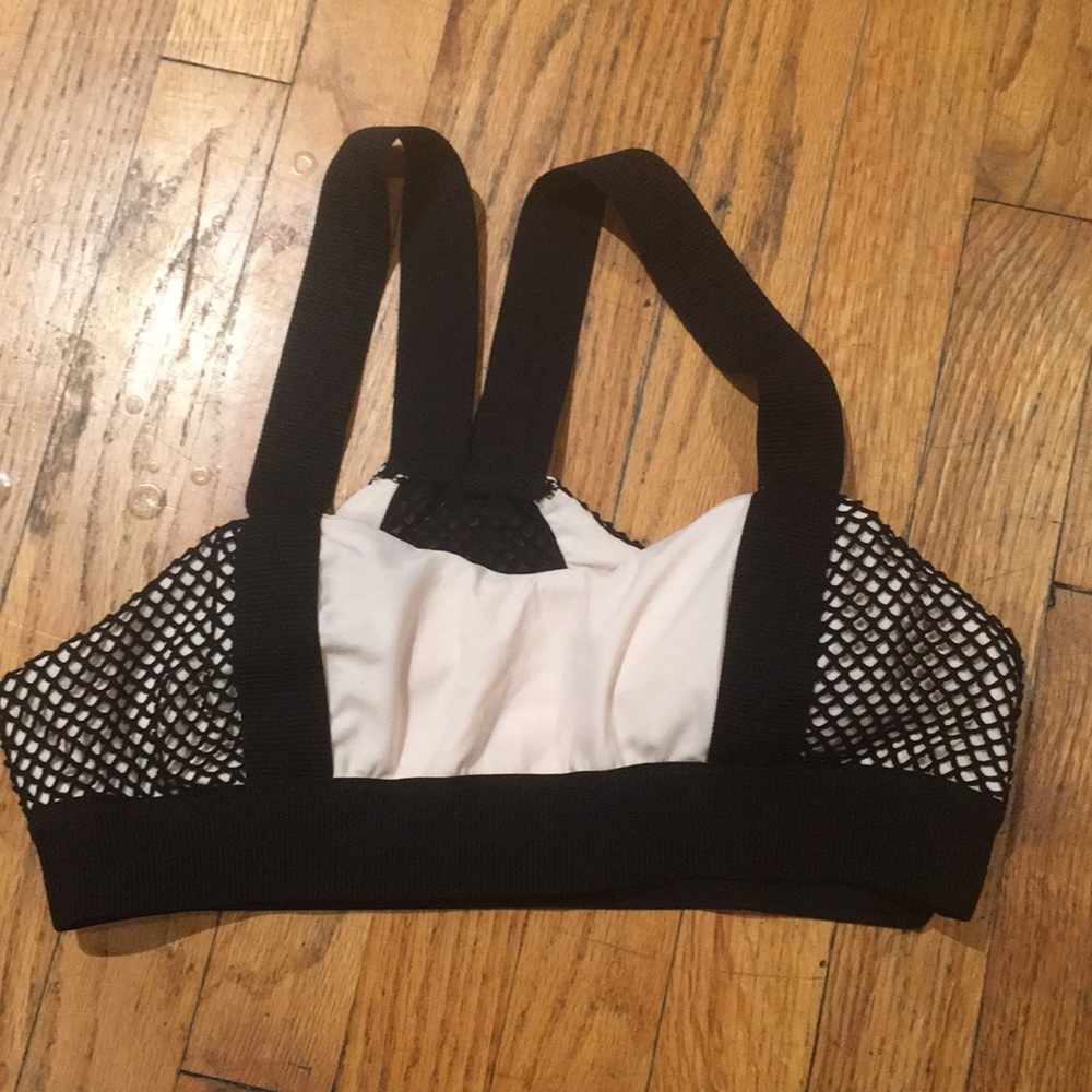 Blue life fit mesh over skin tone sport bra SZ S